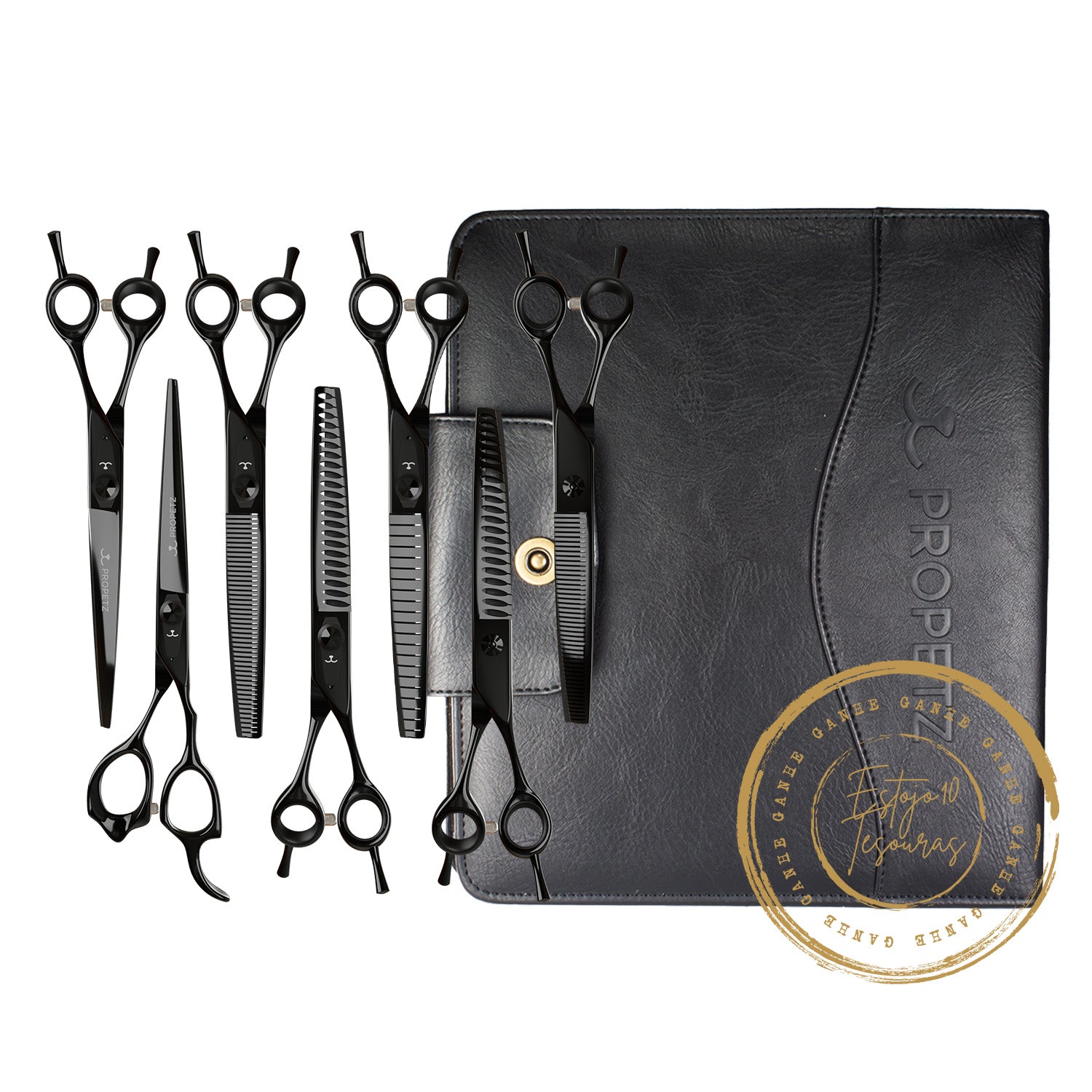 Kit 7 Tesouras Para Tosa Super Premium 7,5” + Estojo 4 Tesouras