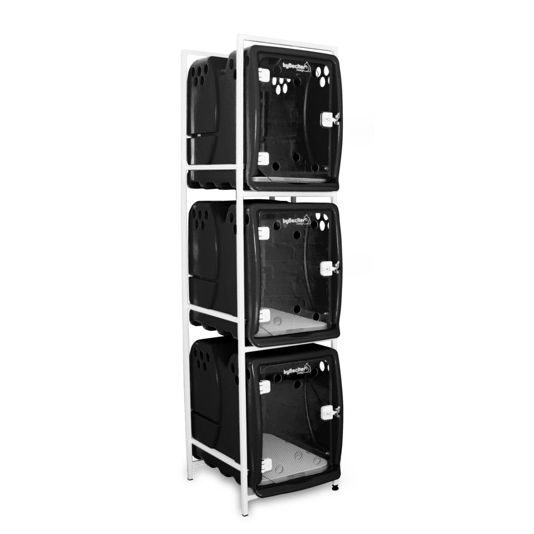 Canil Para Cachorro Rotomoldado 3 Lugares Preto Bybecker