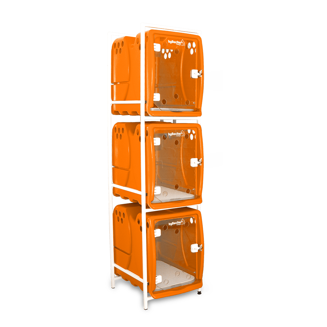 Canil Para Cachorro Rotomoldado 3 Lugares Laranja Bybecker