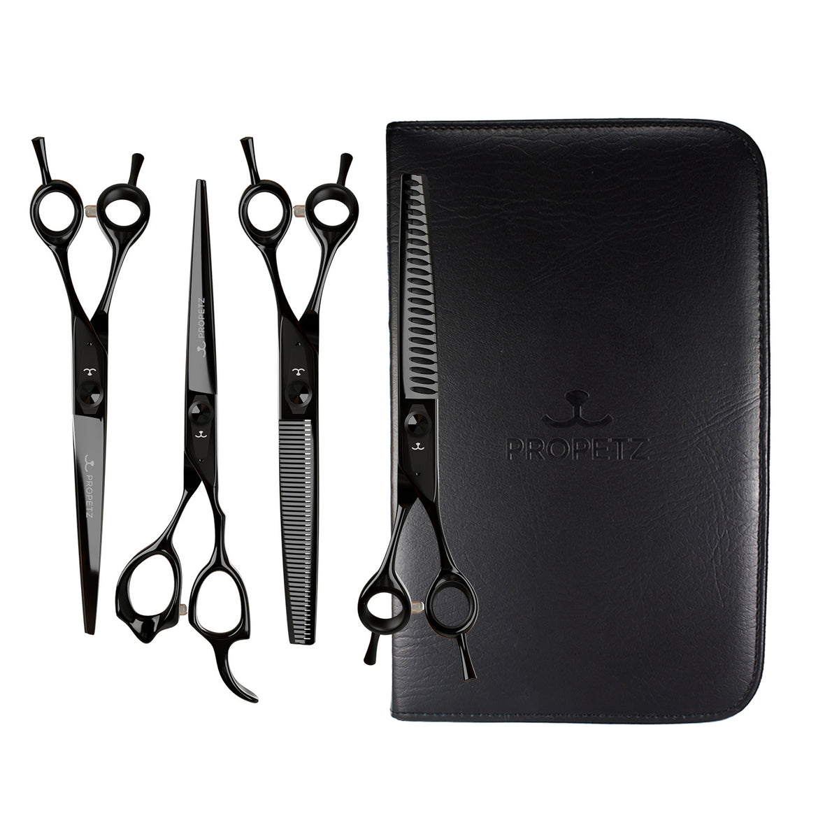 Kit 4 Tesouras Para Tosa Super Premium Propetz 7.5" + Estojo 4 Tesouras