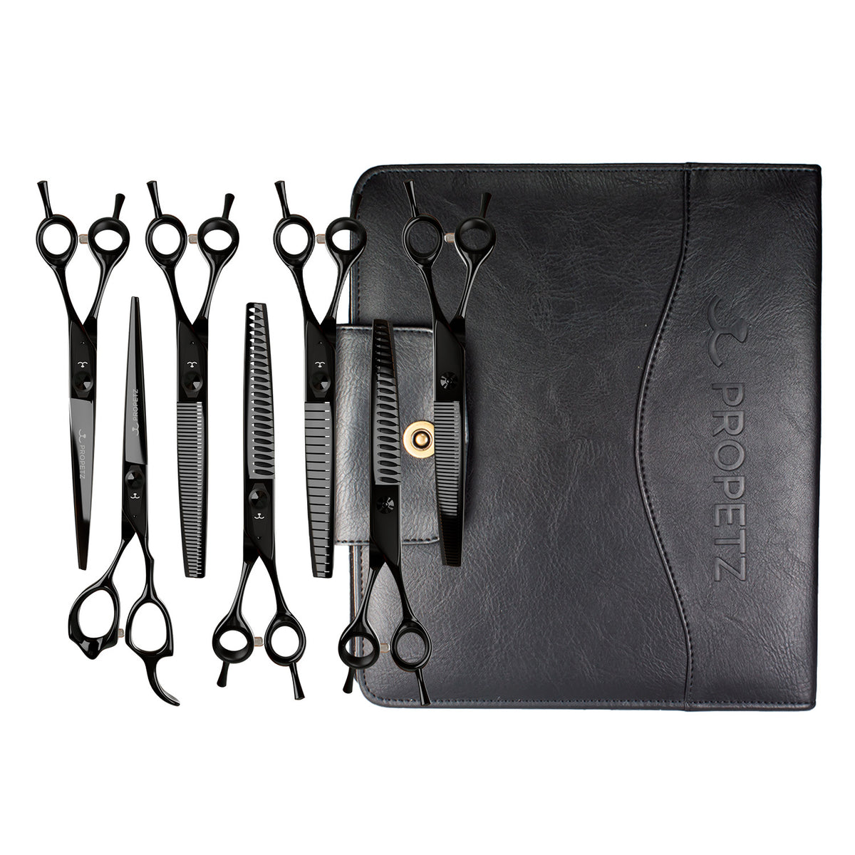 Kit 7 Tesouras Para Tosa Super Premium 7,5” + Estojo 4 Tesouras