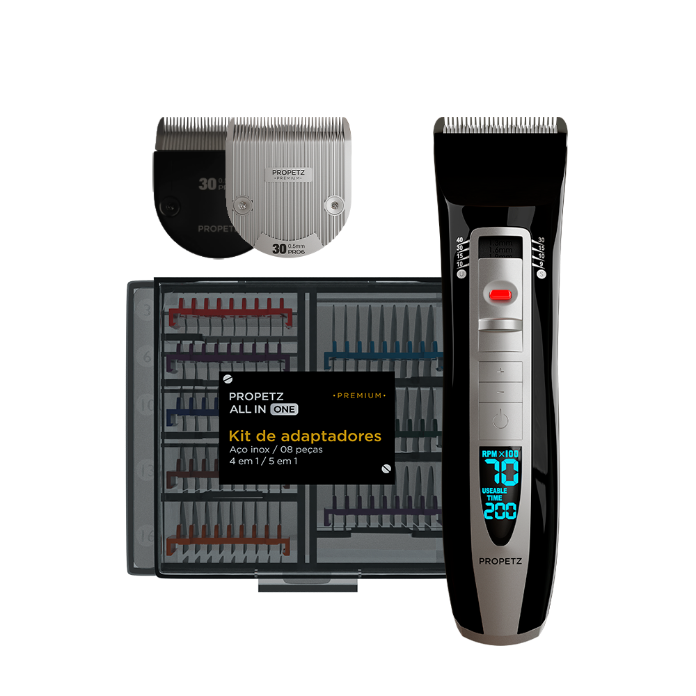 Kit De Adaptadores Pro6 Com Lâmina De Tosa Linha X N° 30 + Máquina De Tosa Pro6 + Lâmina De Tosa Aço Inox Propetz N° 30