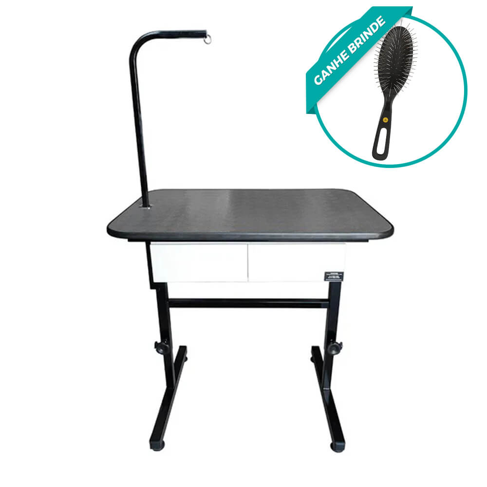 Mesa De Tosa Com Regulagem De Altura, Gavetas E Girafa 90X60 Preto - Plenitude