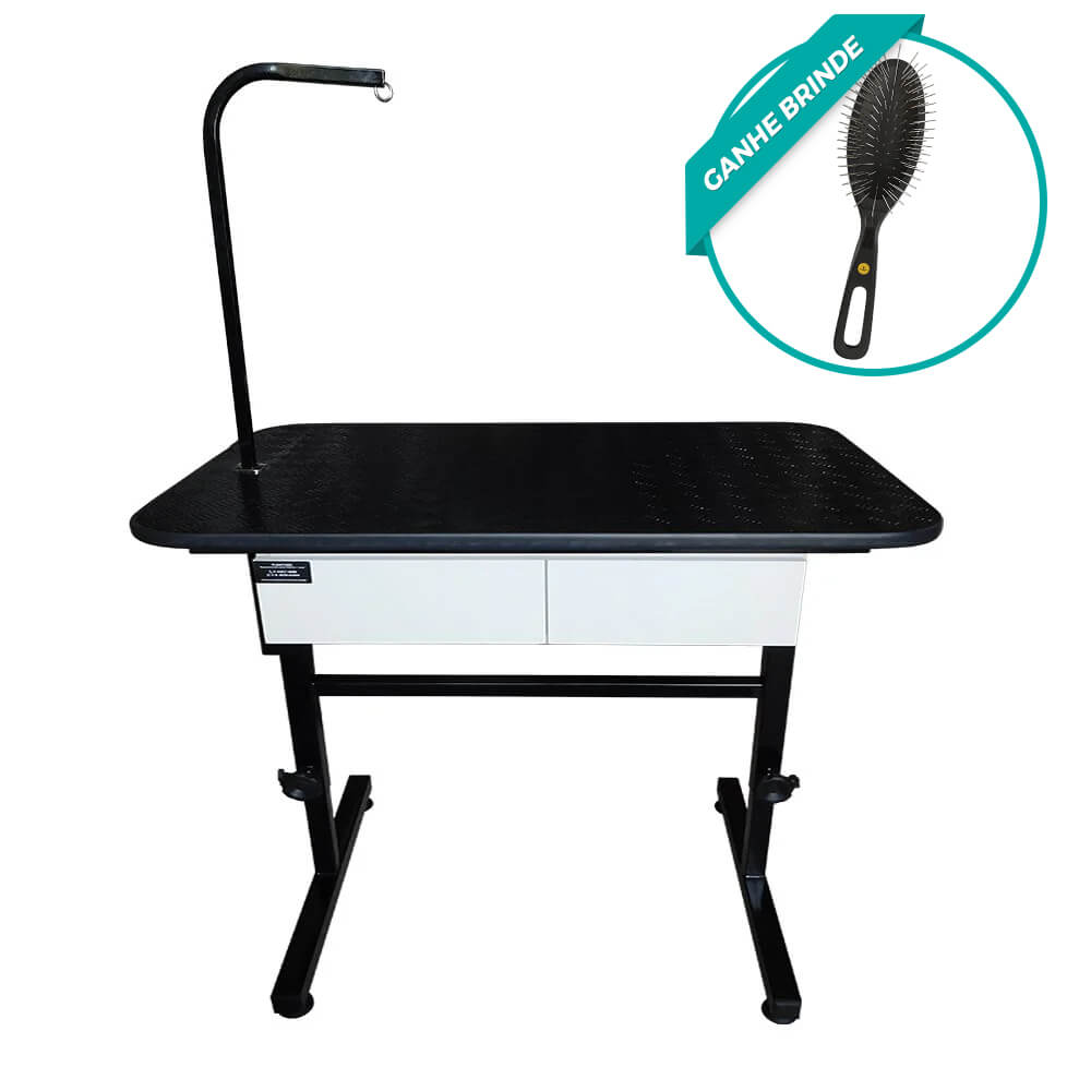 Mesa De Tosa Com Regulagem De Altura, Gavetas E Girafa 110CM Preto - Plenitude