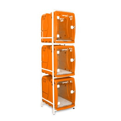 Canil Para Cachorro Rotomoldado 3 Lugares Laranja Bybecker