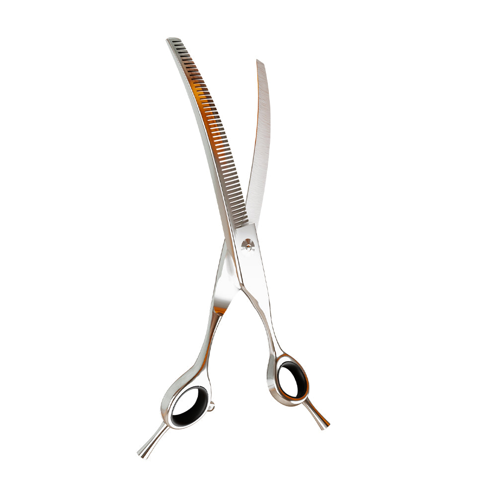 Tesoura Para Tosa Profissional Semi-Dentada Curva Chrome 440c 7” Premium – Propetz