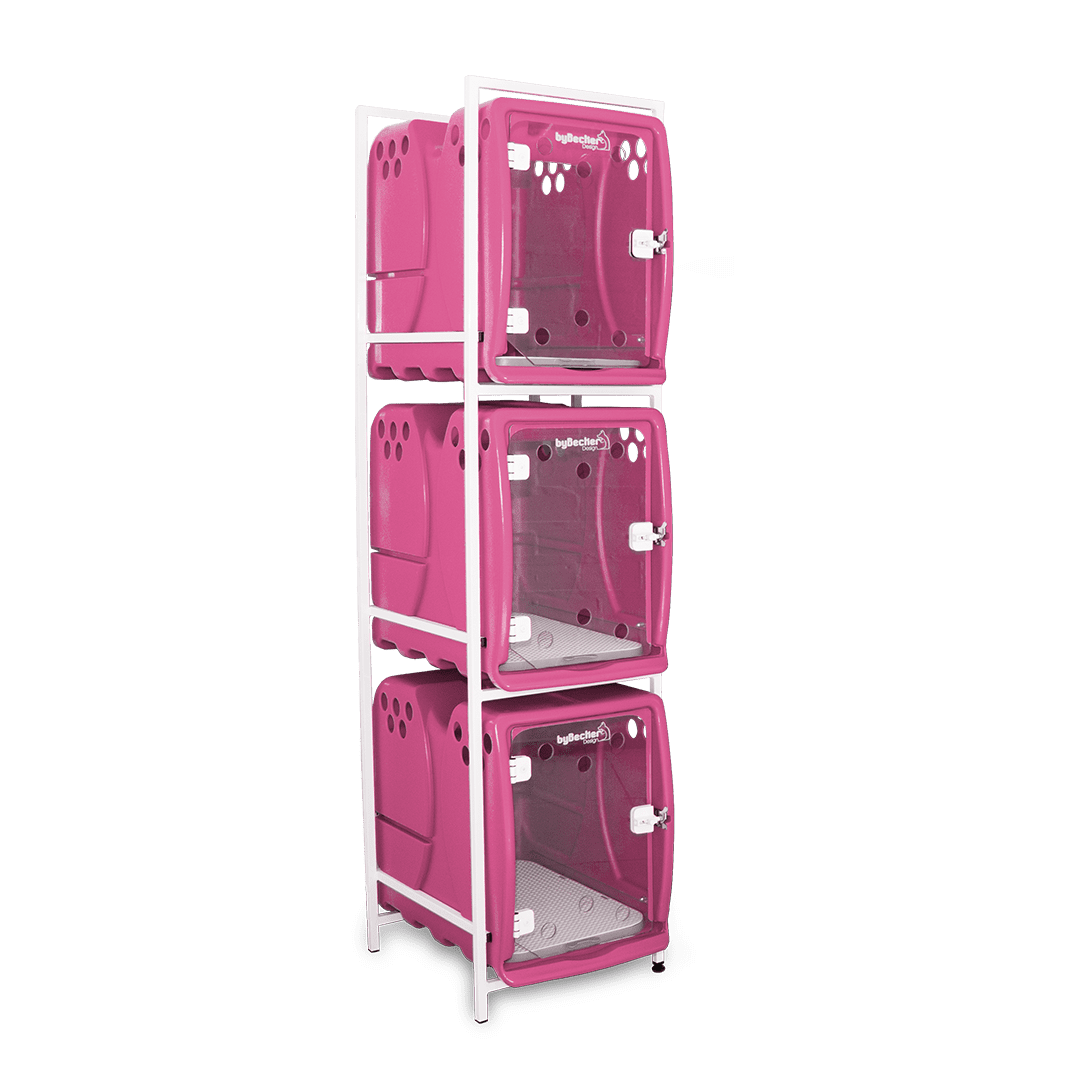 Canil Para Cachorro Rotomoldado 3 Lugares Rosa Bybecker