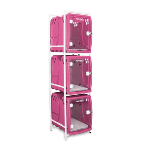 Canil Para Cachorro Rotomoldado 3 Lugares Rosa Bybecker