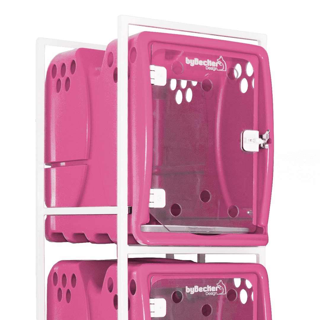 Canil Para Cachorro Rotomoldado 3 Lugares Rosa Bybecker