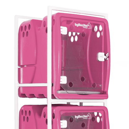 Canil Para Cachorro Rotomoldado 3 Lugares Rosa Bybecker