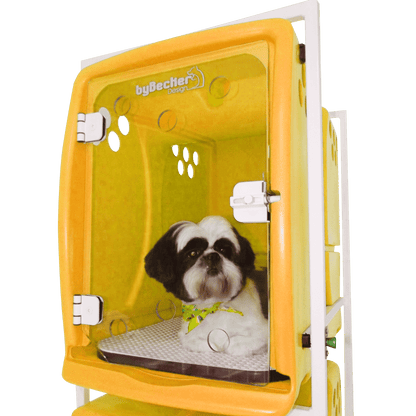 Canil Rotomoldado para Animais, 3 Lugares BYBECKER - Amarelo