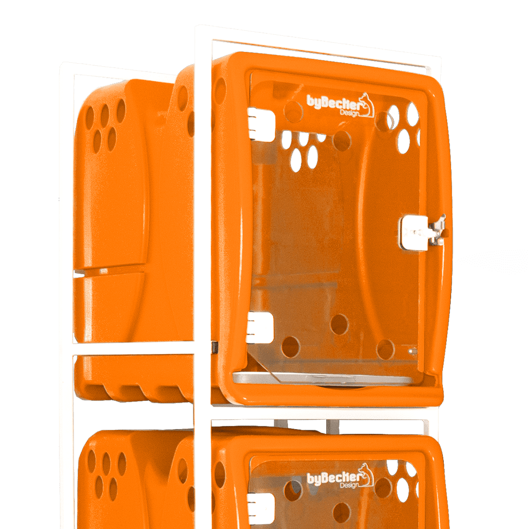 Canil Para Cachorro Rotomoldado 3 Lugares Laranja Bybecker