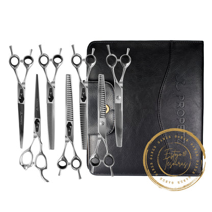 Kit Todas As Tesouras Para Tosa Modelos Chrome Premium Propetz 7.5" + Estojo 10 Tesouras