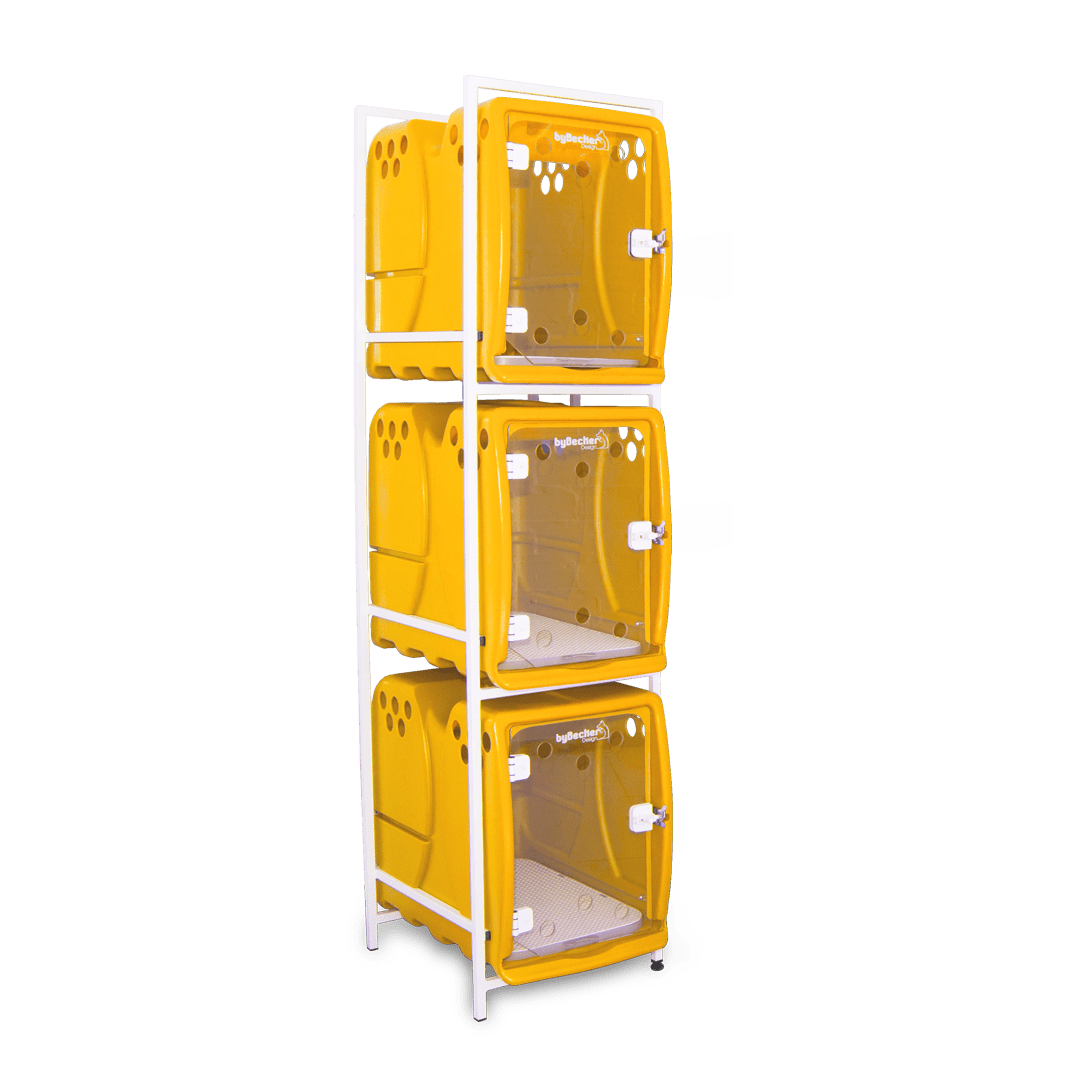 Canil Rotomoldado para Animais, 3 Lugares BYBECKER - Amarelo