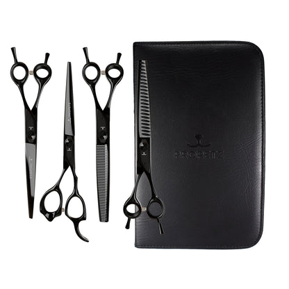 Kit 4 Tesouras Para Tosa Super Premium Propetz 7.5" + Estojo 4 Tesouras