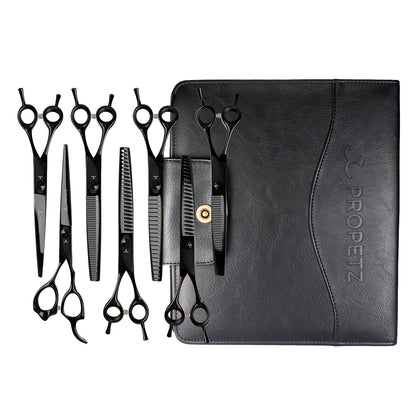 Kit 7 Tesouras Para Tosa Super Premium 7,5” + Estojo 4 Tesouras