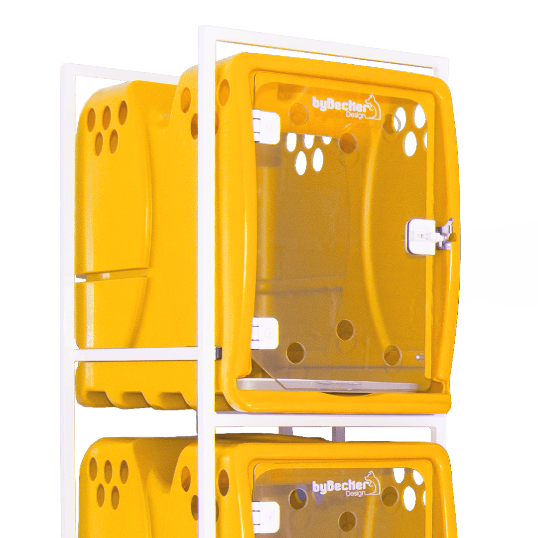 Canil Rotomoldado para Animais, 3 Lugares BYBECKER - Amarelo