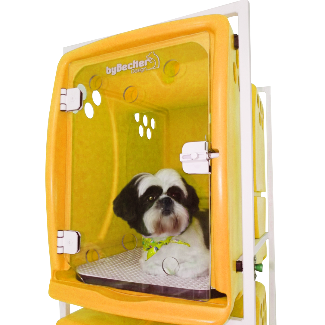 Canil Rotomoldado Para Animais, 3 Lugares Horizontal Suspenso Bybecker - Amarelo