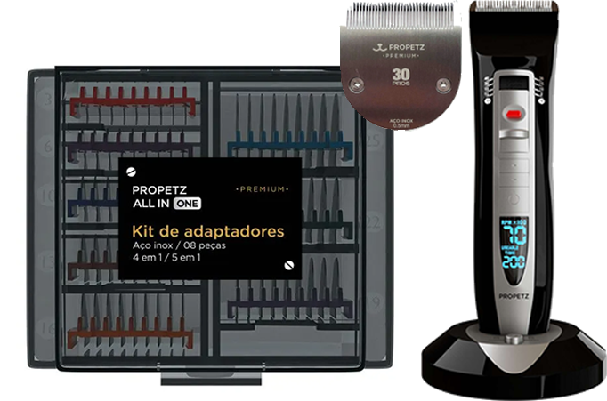 Kit Máquina De Tosa PRO6 + Lâmina 30 + Kit De Adaptadores Propetz