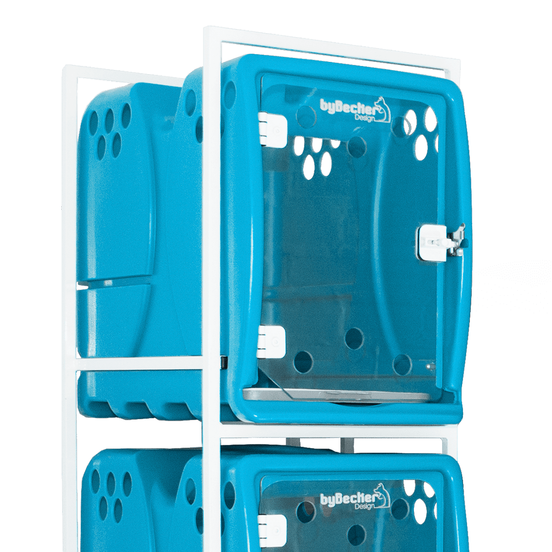 Canil Para Cachorro Rotomoldado 3 Lugares Azul Bybecker